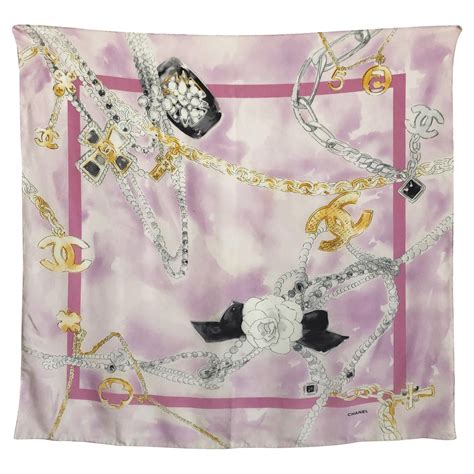 chanel silk scarves|Chanel silk scarves floral jewels.